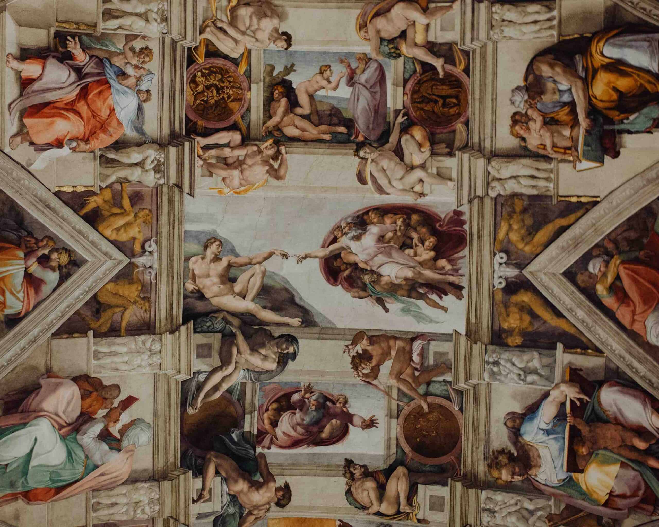 Michelangelo's frescoes "The Creation of Adam" in the Sistine Chapel. 