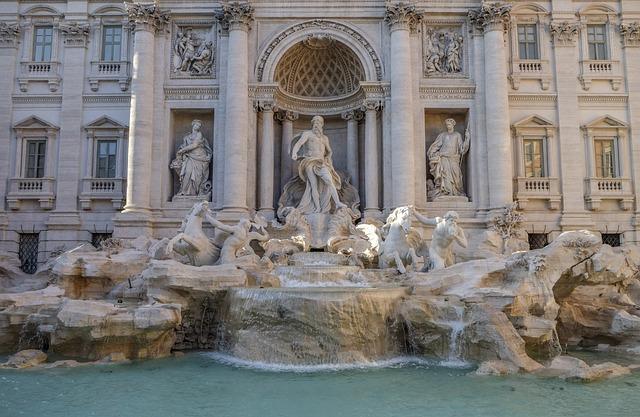 Front of Trevi Fountain. 